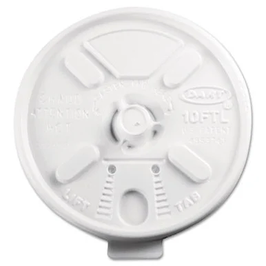 Dart 10FTL Lift N' Lock Plastic Hot Cup Lids, Fits 10 Oz Cups, White, 1,000/carton