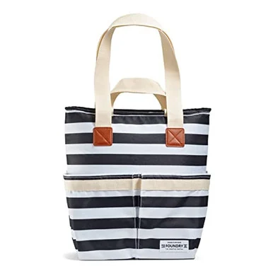 Foundry 1352FFSC2947 Black Newport Stripe Cooler Tote - Fit&Fresh
