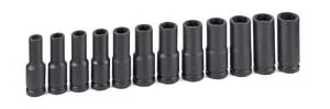 Grey Pneumatic Corp. 1512MDG 1/2" Drive 12 Piece Deep Metric Magnetic Impact Set