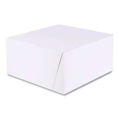 Southern Champion Tray 1576 White One-piece Non-window Bakery Boxes, Standard, 10 X 10 X 5, White/kraft, Paper, 100/bundle