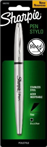 Sharpie Porous Point Pen - Fine Pen Point Type - Black Ink - Stainless Steel Barrel - 1 / Each (1800702)