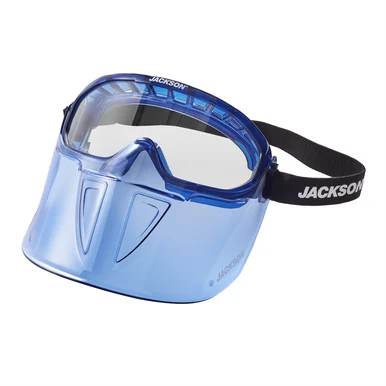 Jackson Safety 21000 - Safety Goggle - Gpl500 Premium Series - Clear Lens - Anti-fog - With Flip-up Detachable Face Shield - Blue Body
