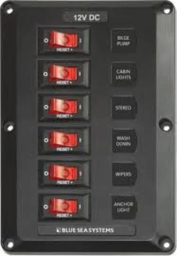 Blue Sea Systems 4352BSS 6-Position Below Deck DC Power Panel - 12V