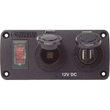 Blue Sea Systems 4363 Exterior Panel, 12vdc Socket & Usb