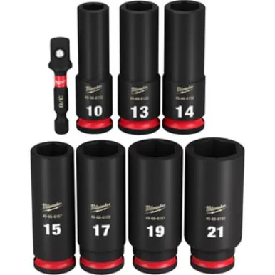 Milwaukee Electric Tools 49-66-7021 8pc Shockwave Impact Duty 3/8" Drive Metric Deep 6 Point Socket Set