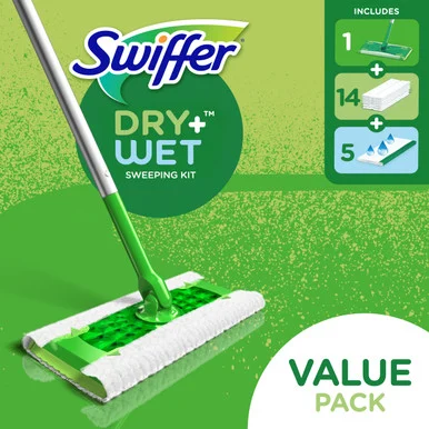 Procter & Gamble 49947 Sweeper Mop, 10 X 4.8 White Cloth Head, 46" Silver/green Aluminum/plastic Handle