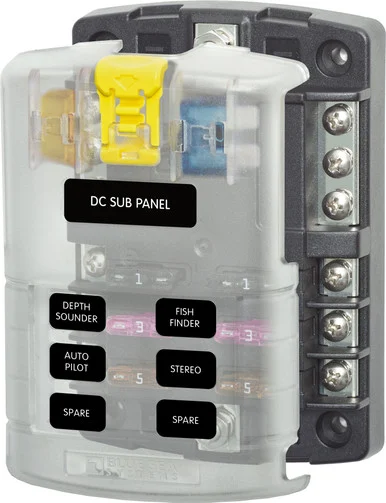 Blue Sea Systems 5025 Fuse Block, Atc, 6 Ckt, W/ Neg Bus+cvr 5025_68