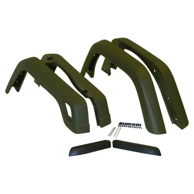 Crown Automotive Jeep Replacement Fender Flare Kit, Left and Right, Front & Rear, Black Textured, 3-3/4" Width 55254918K6