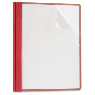 Esselte Recycled Clear Front Report Covers - Letter - 8.50" Width X 11" Length Sheet Size - 100 Sheet Capacity - 3 X Double Tang Fastener - Stock, Poly, Paper - Clear, Red - 25 / Box (57871)