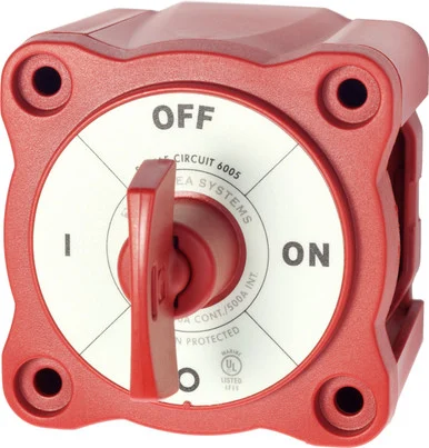 Blue Sea Systems 6005 Mini Batt Sw, 1 Ckt On-off, Red, Key Knb 6005_68