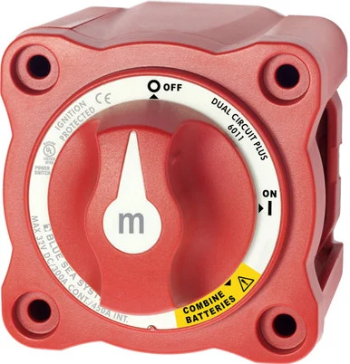 Blue Sea Systems 6011 Mini Batt Sw, 2 Ckt On-off-both, Red 6011_68