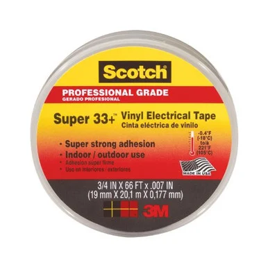 Scotch Super 33+ Vinyl Electrical Tape, 3/4 Inch, 06132 - 0.75" Width X 66 Ft Length - Vinyl - Abrasion Resistant, Moisture Resistant, Flame Retardant, Water Resistant, Weather Proof, (6132_45)