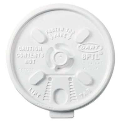 Dart 8FTL Lift N' Lock Plastic Hot Cup Lids, Fits 8 Oz Cups, White, 1,000/carton