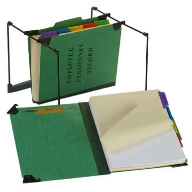 Esselte Hanging Style Personnel Folder - 9.50" X 11.75" - 2" Expansion - 1" Folder Fastener Capacity - 1/3 Tab Cut - 5 Dividers - 20 Pt. - Pressguard - Green - 1 Each (SER2GR)