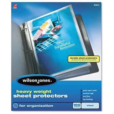 Wilson Jones Hvywt Top-load Document Sleeves - Letter 8.50" X 11" - Polypropylene - 50 / Box - Clear (21410)