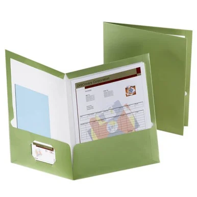 Esselte Metallic Two Pocket Folder - Letter - 8.50" X 11" - 150 Sheet Capacity - 2 Pockets - Green - 25 / Box (ESS5049560)