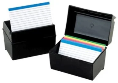 Oxford Index Card Storage Box - 300 X Card - 3" Height X 5" Width X 4" Depth External Dimensions - Plastic - Black - Card (01351)