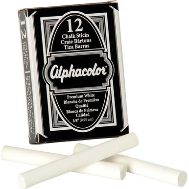 Quartet Alpha Low Dust Chalk - 0.37 " Chalk Size - White Chalk - 12 / Pack (314005)