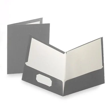 Esselte Showfolio High Gloss Laminated Portfolio - Letter - 8.50" X 11" - 100 Sheet Capacity - 2 Pockets - Gray - 25 / Box (51705)