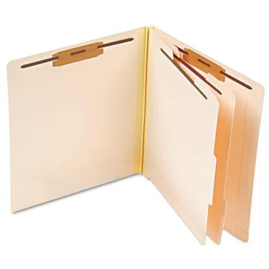 Esselte End Tab Classification Folder - Letter - 8.5" X 11" - Straight Tab Cut - 2, 4 Fastener - 2" Capacity - 10 / Box - 18pt. - Manila (13175)