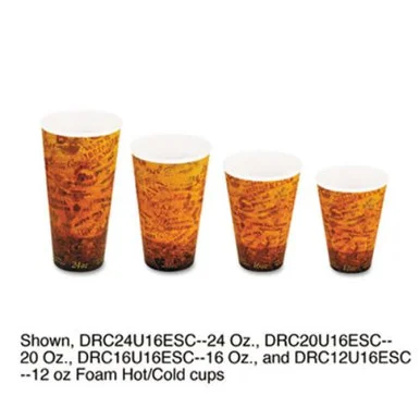 Dart DCC20U16ESC Foam Hot/cold Cups, 20oz, Brown/black, 500/carton