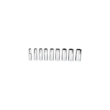 K Tool International KTI-22201 9-pc 3/8" Drive 6-point Fractional Sae Deep Chrome Socket Set