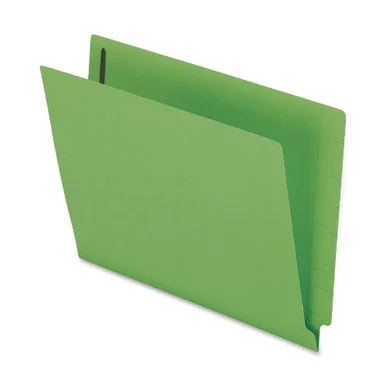 Esselte Colored End Tab Folder With Fastener - Letter - 8.50" X 11" - 2 Fastener - 2" Folder Fastener Capacity - 11 Pt. - Green - 50 / Box (H10U13GR)