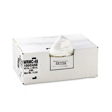 WEBSTER INDUSTRIES WRMC48 Clear Low-density Can Liners, 56 Gal, .8 Mil, 43 X 48, Clear, 100/carton