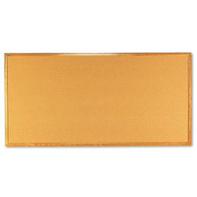 Quartet Oak Frame Bulletin Board With Brackets - 48" Height X 96" Width - Brown Cork Surface - Oak Frame (QRT308)