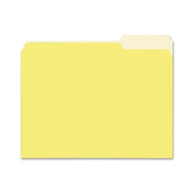Pendaflex Two-tone Color File Folder - Letter - 8.50" X 11" - 1/3 Tab Cut - Assorted Position Tab Location - 11 Pt. - Yellow - 100 / Box (15213YEL)