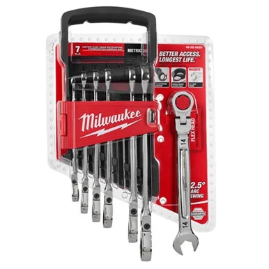Milwaukee Electric Tools 48-22-9429 Milwaukee Tool 7pc Sae Flex Head Combination Wrenches