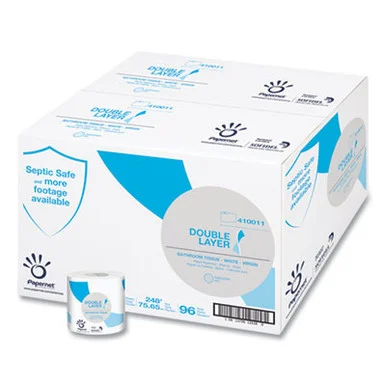 Sofidel 410011 Double Layer Toilet Tissue, Septic Safe, 1-ply, White, Virgin, 4" X 248 Ft, 850 Sheets/roll, 96 Rolls/carton
