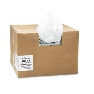 WEBSTER INDUSTRIES BC48 Clear Low-density Can Liners, 40-45 Gal, .6 Mil, 40 X 46, Clear, 250/carton