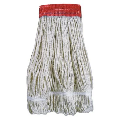 Boardwalk BWK5320FTBNBTCT Wideband Looped-end Mop Heads, 20 Oz, Natural W/red Band, 12/carton