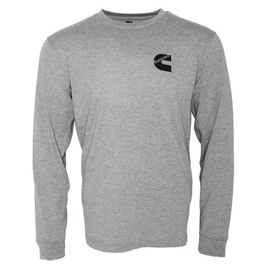 Cummins Apparel CMN4786 Cummins Unisex Long Sleeve T-shirt Cotton Blend Tee In Sport Gray Cmn4786 - 2xl