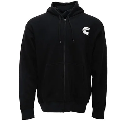 Cummins Unisex Fleece Full Zip Hoodie 100 Percent Cotton Sweatshirt Black Small Cmn5007