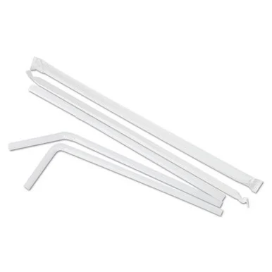 Boardwalk FSTW775W25PK Flexible Wrapped Straws, 7 3/4", White, 400/pack