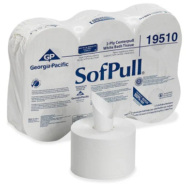Sofpull Dispenser 2ply Bath Tissue - 2 Ply - 5.25" X 8.40" - 1000 Sheets/roll - 8.10" Roll Diameter - White - Perforated, Soft, Chlorine-free, Center Pull - For Bathroom - 6 / Carton (gpc-19510)