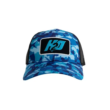 H2o H2OCAP02A H20 Logo Trucker Hat Blue Camo - h2o capsule