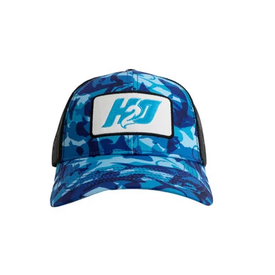 H2o H2OCAP02B H20 Logo Trucker Hat Blue Camo - h2o capsule