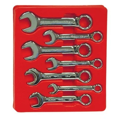 K Tool International KTI-41700 7-pc Metric Short Polished Chrome Combination Wrench Set