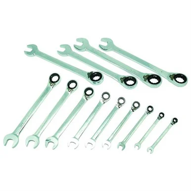 K Tool International KTI-45900 13-pc Fractional Sae Ratcheting Reversible Wrench Set, 1/4" To 1"