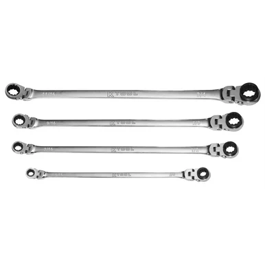 K Tool International XDRF7 Wrench Set 4 Piece Double Box Reversible Ratcheting Sae Universal Spline 90 Tooth MTNRF7