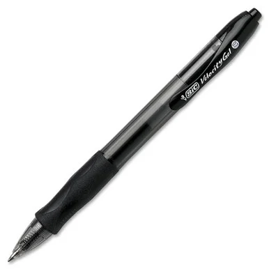 Bic Velocity Gel Retractable Pen - Medium Pen Point Type - 0.7 Mm Pen Point Size - Black Ink - Translucent Barrel - 2 / Pack (RLCP21BK)