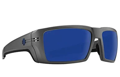 Rebar Ansi Safety Glasses, Matte Black Frame, Happy Gray Green Polar Dark Blue Spectra Mirror Lens 6.7E+11_59_32 - Spy