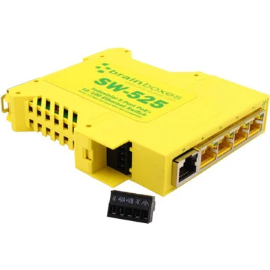 Brainboxes Industrial 5 Port PoE+ 10/100 Ethernet Switch SW525