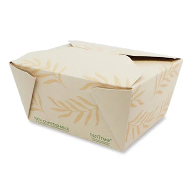 World Centric TONT1 No Tree Folded Takeout Containers, 26 Oz, 4.2 X 5.2 X 2.5, Natural, Sugarcane, 450/carton