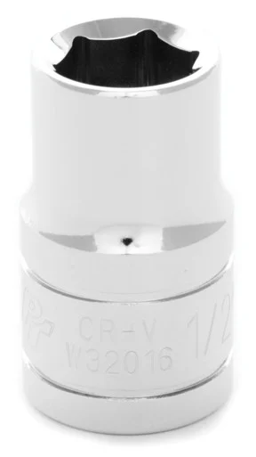 Wilmar W32016 Chrome Socket, 1/2" Drive, 1/2", 6 Point, Shallow