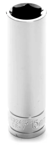 Wilmar W32415 Chrome Socket, 1/2" Drive, 15mm, 6 Point, Deep