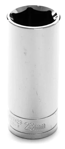 Wilmar Corp. / Performance Tool W32423 Chrome Socket, 1/2" Drive, 23mm, 6 Point, Deep